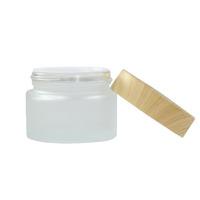 En stock, plusieurs tailles : 20g, 30g, 50g, pots en verre transparent givré ronds pour crème pour le visage et les yeux, étiquettes personnalisées pour l'emballage cosmétique