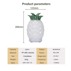 Diffuseur d'arômes en céramique ananas 100 ml, humidificateur pour la maison, moins de 10 mètres carrés, électrique avec fonction de minuterie - Product Image 5