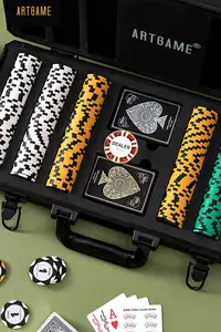 Casing Chip Poker gaya kasino, dengan wadah aluminium tipe-k