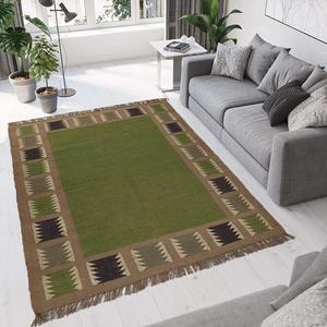Tapis décoratif géométrique en laine Kilim fait à la main durable pour la maison, le bureau et la chambre à coucher. - Product Image 1
