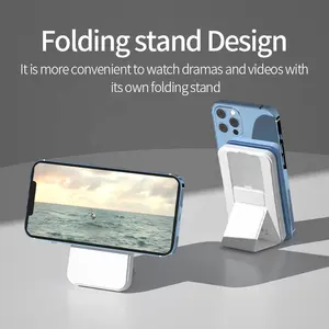 New Stand 2 In 1 Magnetic Wireless Charger Power Bank 5000 MAh Fast Wireless Power Bank With Stand
