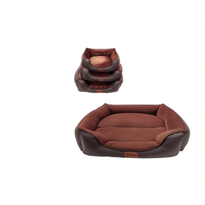 Set di Tre Pezzi di Cuccia per Cani in Tessuto Tecnologico e Flanella, Letti per Animali Marroni - Product Image 2