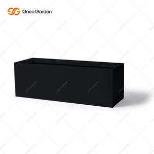 Maceta de acero galvanizado negro clásico para exteriores, caja de maceta resistente a la oxidación para el hogar, jardín, porche, centro comercial, decoración interior y exterior - Product Image 2