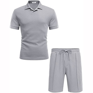 Tuta da ginnastica Casual Casual Casual da uomo a manica corta in cotone pesante semplice elasticizzato - Product Image 5