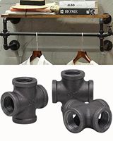 Raccord croisé 4 voies noir sablé 3/4 po, raccords en fonte malléable pour meubles de table