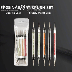 Ensemble de 5 pinceaux à double extrémité en métal pour la décoration des ongles, usage professionnel - Product Image 2