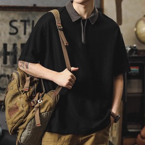 Polo da uomo stile giapponese retrò, estiva, pesante, ampia, con cerniera, sportiva, a maniche corte, di marca alla moda - Product Image 2
