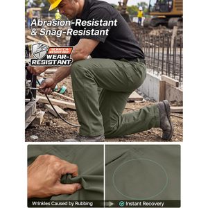 FOXA Mens <b>Work</b> <b>Pants</b> Olive 34W Waterproof <b>Cargo</b> Utility <b>Pants</b> Stretchy Relaxed Fit Multiple Pockets - Product Image 4