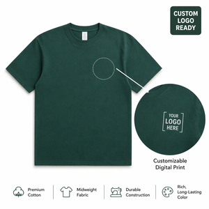 เสื้อยืดคอกลมแขนสั้นผ้าคอตตอนถักเนื้อแน่น 300 กรัม สีพื้นเรียบ ทรงปกติสำหรับผู้ชาย สั่งผลิตได้ตามแบบ OEM ODM คุณภาพสูง - Product Image 4