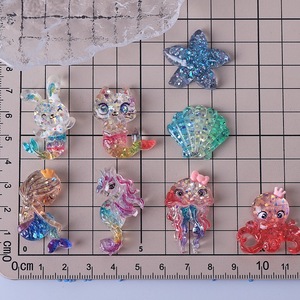 Nouveaux charms transparents en acrylique à paillettes, en forme de coquillage et d'étoile de mer, style sirène, pour DIY <span class=keywords><strong>Havaianas</strong></span>, avec possibilité d'ajouter des crochets - Product Image 4