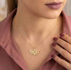Collier pendentif délicat Triforce Hylian en acier inoxydable, bijoux The Legend of Zelda, plaqué or, breloque fantaisie Hyrule - Product Image 2