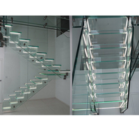 Design moderne LED Riser ouvert Lumières Escalier droit Escalier flottant pour Villa Prix d'usine