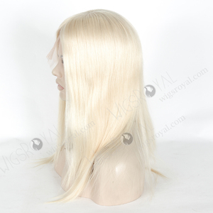 Sang Trọng Bạch Kim Tóc Giả Tóc Vàng Thực Tế Nhất Trắng Con Người Tóc Ren Phía Trước Lụa Top Glueless Tóc Giả - Product Image 4