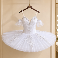 Tutu de ballet professionnel classique pour adulte, sans manches, en polyester, blanc, style Lago des cygnes, tutu plat, robe de danse pour ballerine, costume de fête