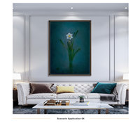Peinture à l'huile impressionniste peinte à la main, motif narcisse bleu unique, sur toile de lin, réaliste, écologique, décoration florale pour hôtel et salon, sur bois