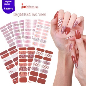 Autocollants pour les ongles en poudre 3D brillant flocon de neige dégradé Popping Glitter facile à appliquer Style français Sparkle Nail Wraps Offre Spéciale avec art - Product Image 2