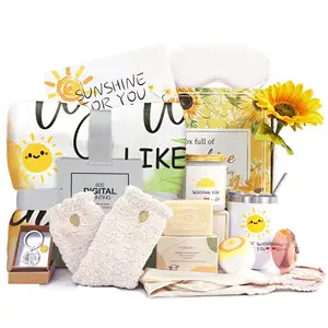 Sending Sunshine Get Well Soon Gifts Basket Care Package Birthday Gifts with Inspirational Tumbler 12pcs Sunflower Gifts