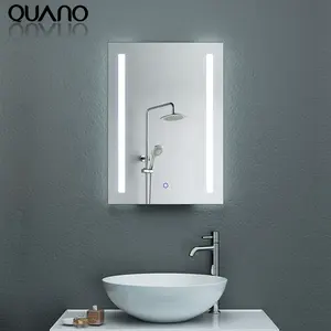 Espejo de baño con luz LED retroiluminada, sin marco, con línea Vertical frontal en ambos lados