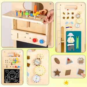 Torre de aprendizaje para bebés Montessori, torre de aprendizaje 6 en 1, Tobogán convertible, torre de aprendizaje de cocina con juguetes y pizarra - Product Image 4