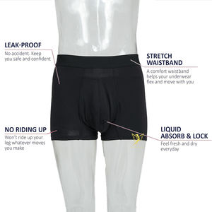 Higienis Logo kustom nyaman dapat digunakan kembali mulus inkontinensia celana Boxer untuk pria muda anti-bakteri pakaian dalam inkontinensia - Product Image 3