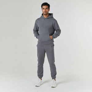 High Performance two piece customized logo high quality fabric solid plain color <b>cheap</b> price men winter tracksuits - Product Image 1