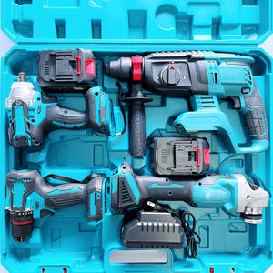 공장 도매 핫 세일 콤보 전동 공구 5 키트 도구 세트 21V 무선 드릴 임팩트 렌치 해머 도구 키트 유지 보수 - Product Image 6