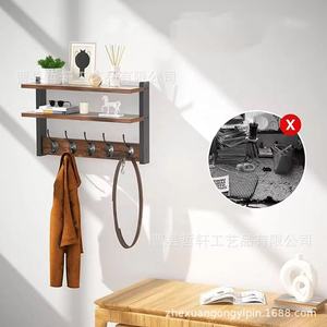 Wooden <b>Wall</b> Mounted Storage Rack 3 Tier With <b>Hooks</b> For Entryway Living Room Bathroom Multipurpose Easy Install - Product Image 2