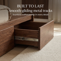 Lit double moderne minimaliste en bois massif avec grand rangement |   Lit multifonctionnel de luxe personnalisable pour la maison et l'hôtel