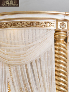 Letto Matrimoniale in <span class=keywords><strong>Legno</strong></span> <span class=keywords><strong>Massello</strong></span> Stile Palazzo Europeo 1,8m Set Camera da Letto di Lusso Stile Villa Francese in Vera Pelle per Camera Padronale Letto Nuziale - Product Image 4