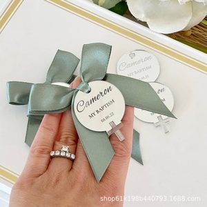 Décoration en miroir acrylique doré, lettrage personnalisé, étiquette, cadeaux de remerciement pour les invités de baptême ou de mariage, style moderne et simple, taille personnalisée - Product Image 4