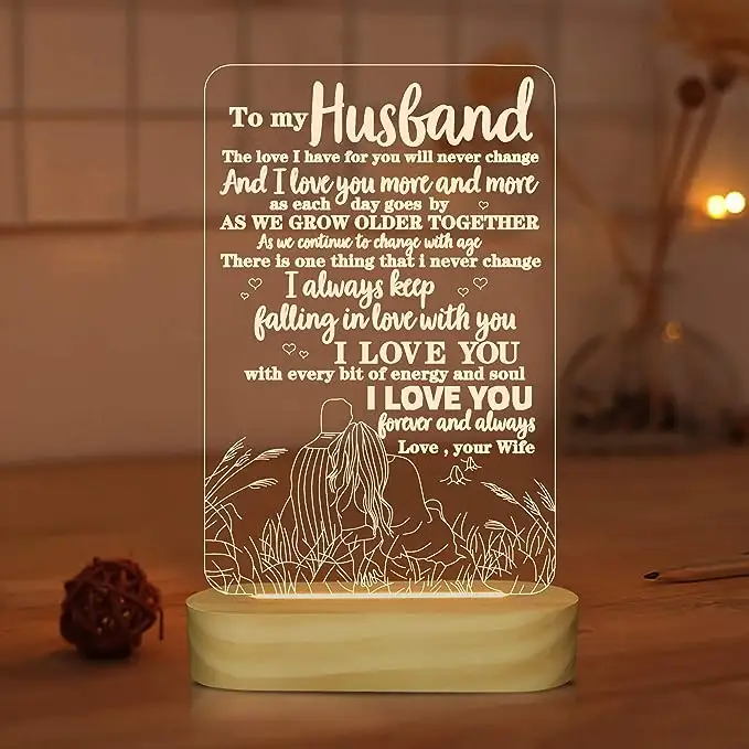 ให้ของขวัญสามีของฉันจากภรรยา3D โคมไฟภาพลวงตาฉันรักคุณไฟกลางคืนสำหรับผู้ชายผู้ชายวันเกิดวันวาเลนไทน์ครบรอบปีที่โรแมนติกเหมาะอย่างยิ่ง