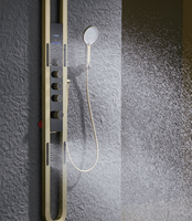 Panneau de douche moderne en cuivre, système de douche multifonction avec jet de pluie doux et lumière LED