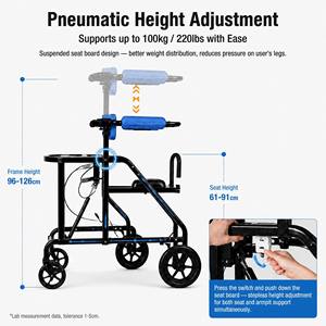 <span class=keywords><strong>Deambulatore</strong></span> Verticale a 4 Ruote 3-in-1, Regolabile in Altezza, Anti-Ribaltamento, per Anziani e Riabilitazione Post-Ictus, Resistente - Product Image 3