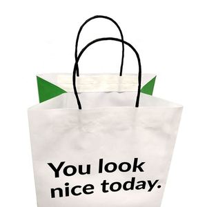 Bolsa de Papel Ecológica Blanca Lisa para Comida para Llevar, Bolsa de Compras de Papel Kraft con Asa - Product Image 5