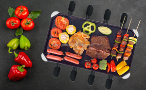 Grande Plaque de Cuisson Électrique <span class=keywords><strong>Raclette</strong></span> 8 Personnes avec Plaque Antiadhésive Réversible, Gril de Table d'Intérieur pour Fêtes, Idéal pour la Maison et l'Hôtel - Product Image 2
