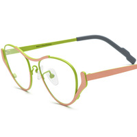 185863 Monture optique personnalisée œil de chat en titane coloré, montures de lunettes optiques tendance en titane pour femmes et hommes