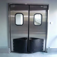 Porte battante double en acier inoxydable pour usine de transformation de volailles, porte d'entrée anti-choc pour usage commercial