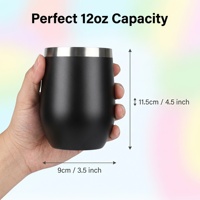 Gobelet à vin en acier inoxydable à double paroi de 12 oz avec couvercle coulissant, tasse isotherme en forme d'œuf, mug de voyage pour café et vin, logo personnalisé