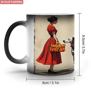 Taza Mágica Negra Esmerilada de 11 oz, Taza de Cerámica Sensible al Calor para Uso Diario - Product Image 1
