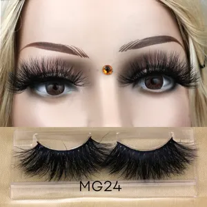 MG24 New Fashion Beauty 25mm 100% Real Handmade 3d False Eyelashes Mink Lashes With Custom Packaging Box