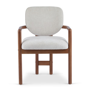 Modern Convertible <b>Dining</b> Chairs Set of 2 Upholstered <b>Armchairs</b> with Rubber Wood Legs Beige Fabric for Apartment Use - Product Image 4
