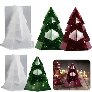 Christmas Tree Silicone Resin Mold Epoxy Resin Crafts DIY Jewelry Light Holder Making Tools Soap Lotion Bar Mould Resin Art