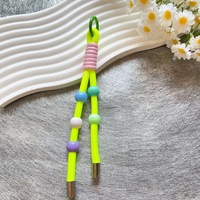 Cordón tejido DIY BOLSA DE TELÉFONO MÓVIL colgante llavero cuerda de nailon allanado cuerda nudo llavero para niña Mujer