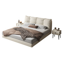 Cadre de lit triple moderne de luxe pour chambre d'hôtel, style minimaliste, avec rangement intégré, disponible en tailles King et Queen, aux designs élégants et illustrés.