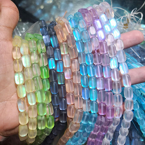 Mm1001 Trắng Matte hào nhoáng nhân tạo tổng hợp rõ ràng Moonstone sáng bóng Matte đá hình chữ nhật cột hạt - Product Image 1