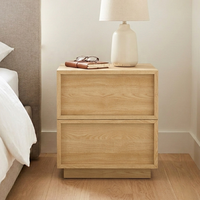 Table de chevet en noyer à 2 tiroirs, table d'appoint, meuble de chambre à coucher en bois