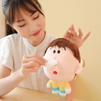 Housse de boîte à mouchoirs en peluche mignonne, support de mouchoirs en peluche Kawaii, design amusant pour garçon, tissu en peluche doux, décoration d'intérieur, vente en gros