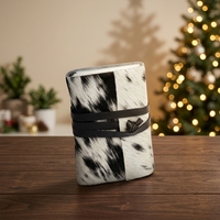 Carnet en cuir personnalisé avec logo, noir et blanc, en crin de cheval, vente en gros, journal en cuir véritable pour cadeau