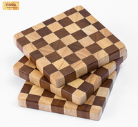 Sous-verres en bois à motif damier, résistants à la chaleur, pour la maison, le café, le restaurant et l'hôtel