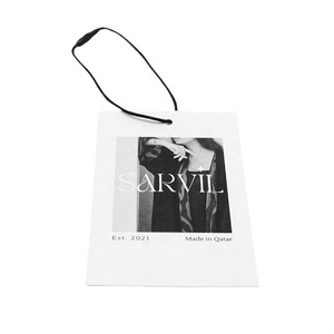 Haute qualité meilleur prix impression personnalisée Logo luxe balançoire étiquette vêtement papier étiquettes volantes avec corde pour vêtements - Product Image 2